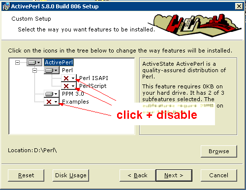 ActivePerl installation snapshot