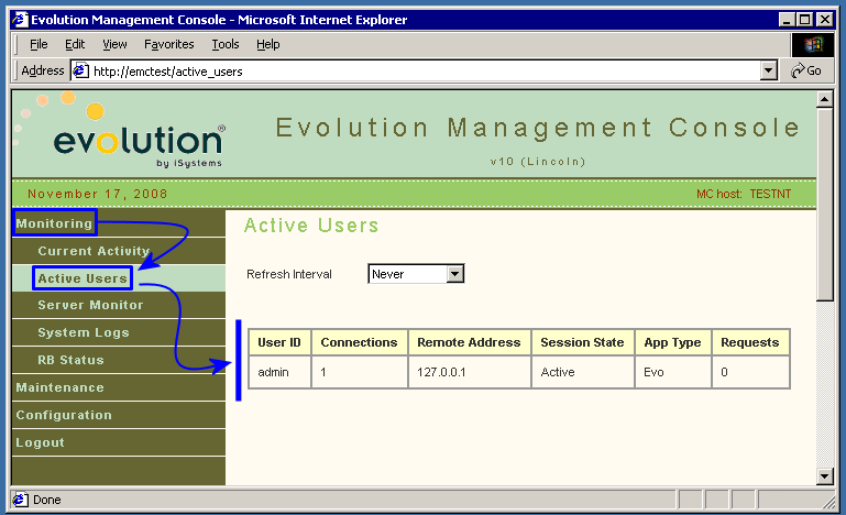 Checking users in the EMC