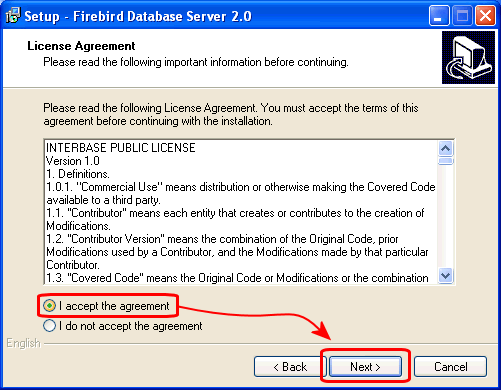 License Agreement dialog