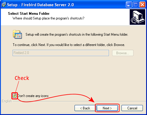 Select Start Menu Folder dialog