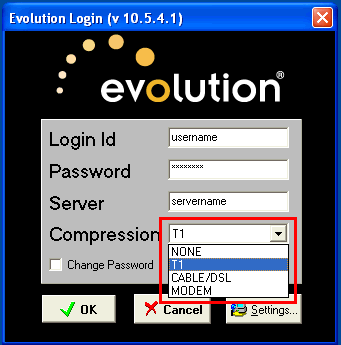 First login screen