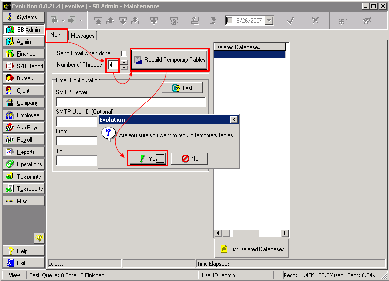 rebuild temp tables + confirm