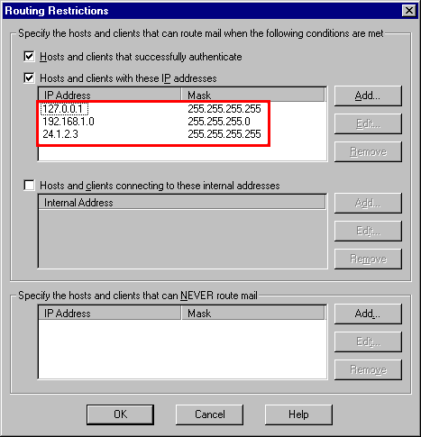 [Routing Restrictions dialog]